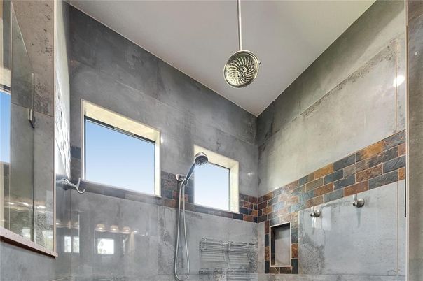 Bathroom, Glass Shower, Interior, Pendant Lights