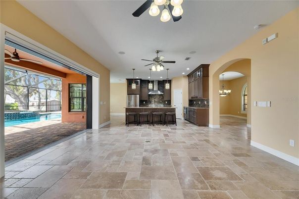 Chandelier, Interior, Kitchen, Pendant Lights, Recessed Lighting, Stainless Steel Appliances