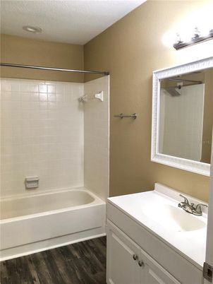 Bathroom, Interior, Recessed Lighting, Wood Texture Flooring