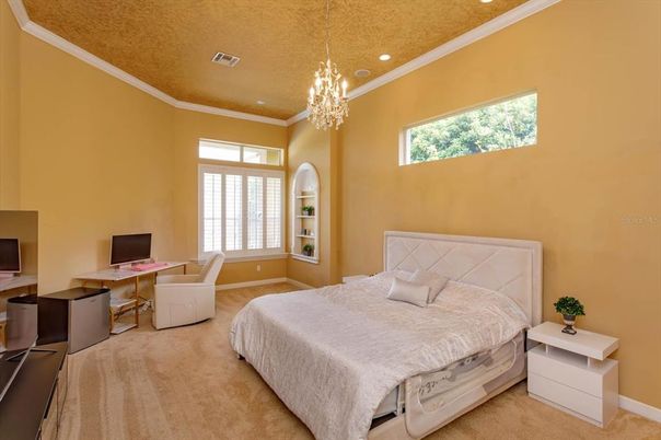 Bedroom, Chandelier, Home Office, Interior, Recessed Lighting