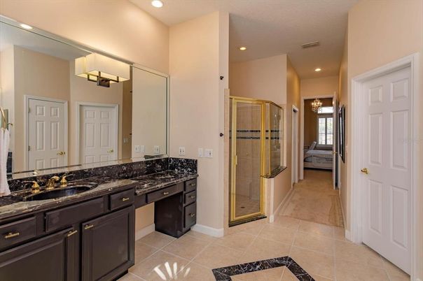 Bathroom, Dual Sink Vanities, Glass Shower, Interior, Recessed Lighting
