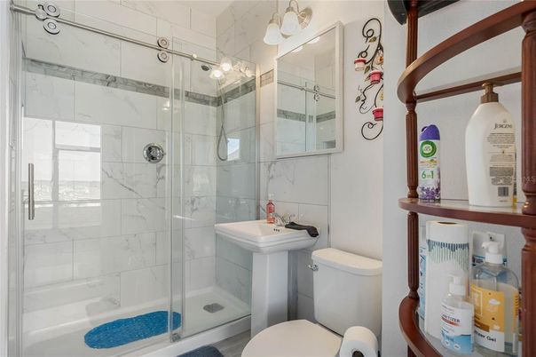 Bathroom, Glass Shower, Interior, Marble Walls