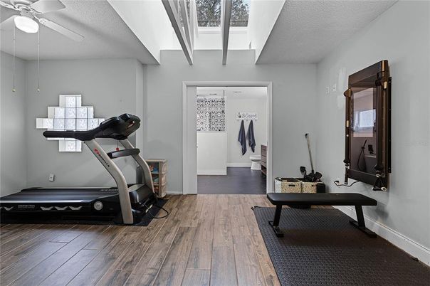 Fitness Equipment, Interior, Wood Texture Flooring