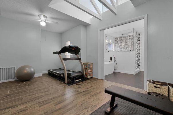 Fitness Equipment, Interior, Wood Texture Flooring