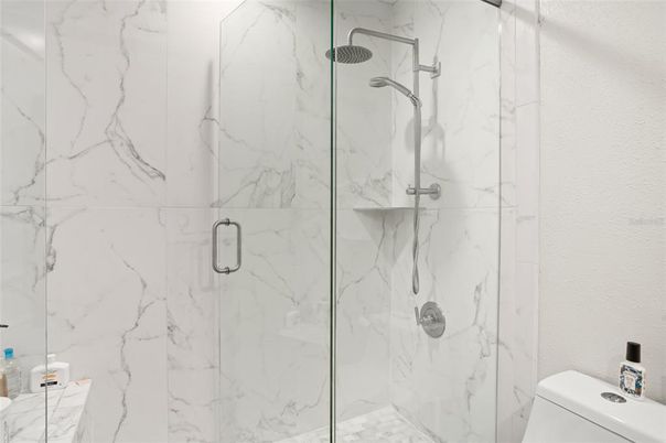 Bathroom, Glass Shower, Interior, Marble Walls