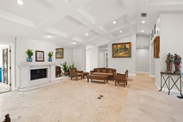Fireplace, Interior, Piano, Recessed Lighting