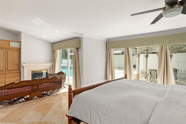 Bedroom, Fireplace, Interior, Recessed Lighting