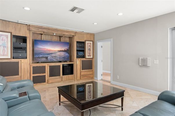 Interior, Living room, Recessed Lighting, Wooden Walls