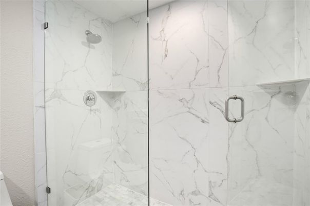 Bathroom, Glass Shower, Interior, Marble Walls