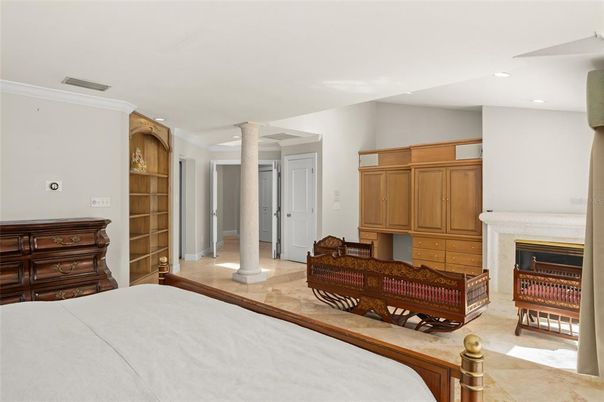 Bedroom, Fireplace, Interior, Recessed Lighting