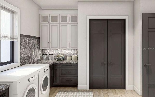 Interior, Washer, Wood Texture Flooring