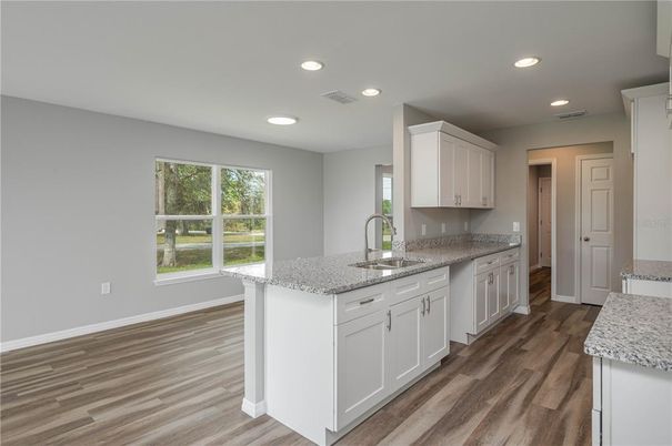 Interior, Kitchen, Recessed Lighting, Wood Texture Flooring