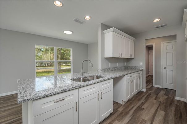 Interior, Kitchen, Recessed Lighting, Wood Texture Flooring