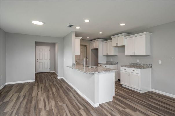 Interior, Kitchen, Recessed Lighting, Wood Texture Flooring
