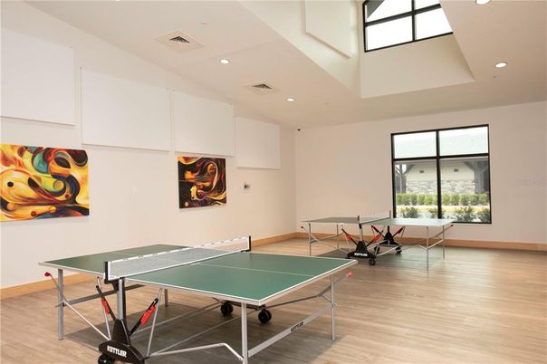 Game Room, Interior, Recessed Lighting, Wood Texture Flooring