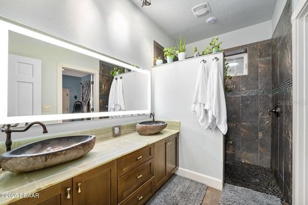 Bathroom, Dual Sink Vanities, Glass Shower, Interior, Tile Countertops
