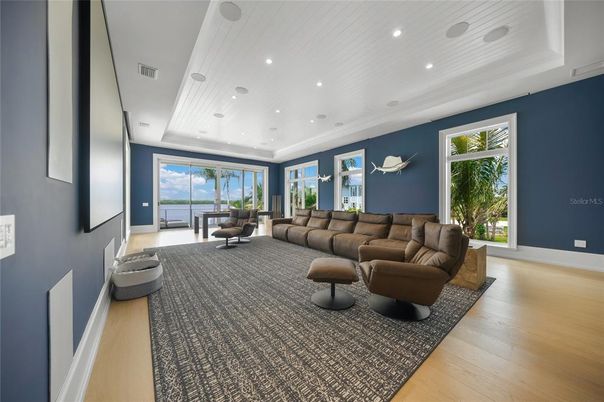 Interior, Living room, Recessed Lighting, Wood Texture Flooring