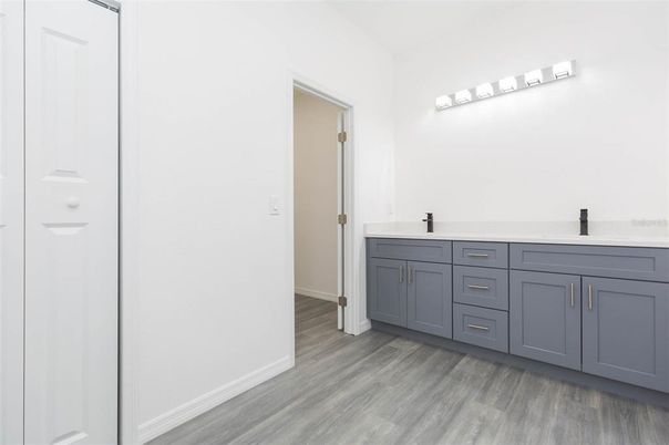 Bathroom, Dual Sink Vanities, Interior, Wood Texture Flooring
