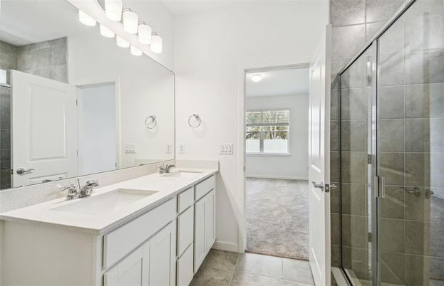 Bathroom, Dual Sink Vanities, Glass Shower, Interior