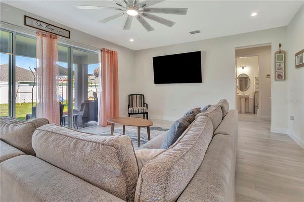 Interior, Living room, Recessed Lighting, Wood Texture Flooring