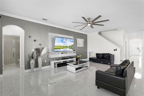 Interior, Living room, Marble, Recessed Lighting