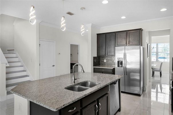 Interior, Kitchen, Pendant Lights, Recessed Lighting, Stainless Steel Appliances