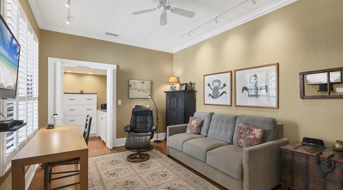 Home Office, Interior, Recessed Lighting, Wood Texture Flooring