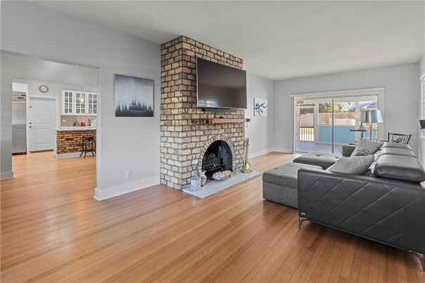 Fireplace, Interior, Living room, Stone Walls, Wood Texture Flooring