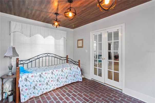 Bedroom, Interior, Pendant Lights, Wooden Ceilings