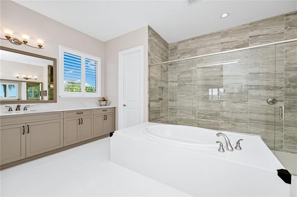 Bathroom, Dual Sink Vanities, Glass Shower, Interior, Recessed Lighting
