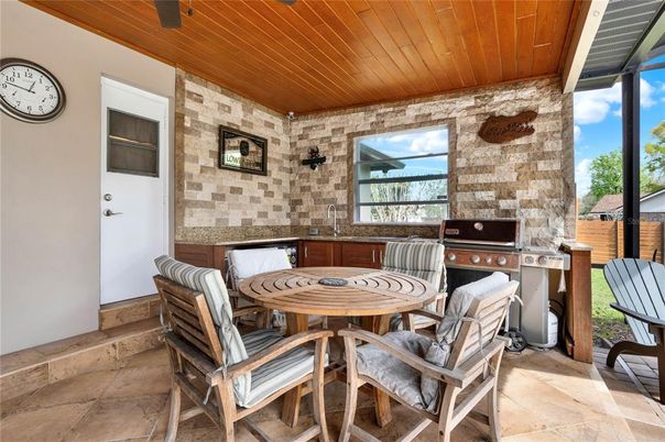 Dining room, Interior, Stone Walls, Wooden Ceilings