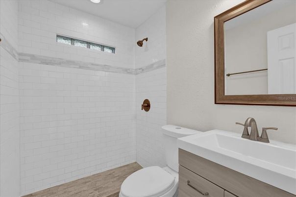 Bathroom, Interior, Recessed Lighting, Wood Texture Flooring