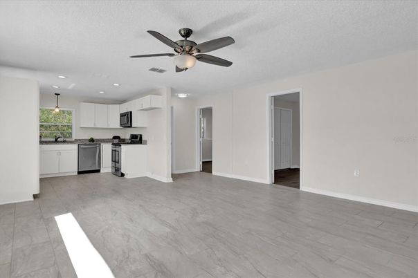 Interior, Kitchen, Marble, Pendant Lights, Recessed Lighting, Stainless Steel Appliances, Wood Texture Flooring