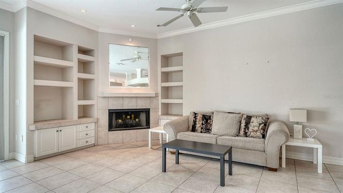 Fireplace, Interior, Living room, Recessed Lighting