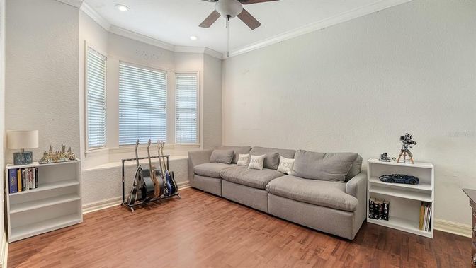 Interior, Living room, Recessed Lighting, Wood Texture Flooring