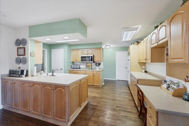 Interior, Kitchen, Recessed Lighting, Wood Texture Flooring