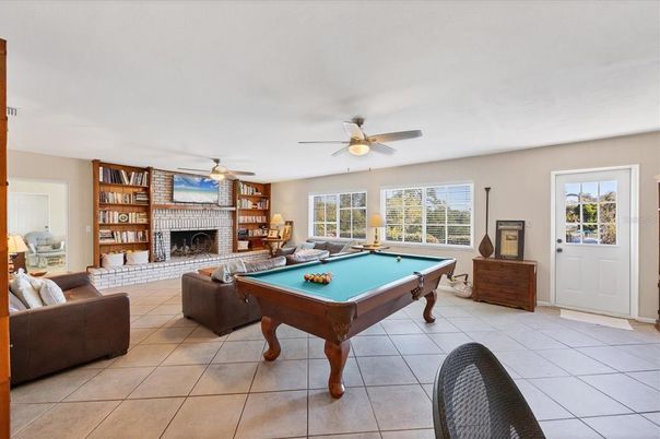 Billiard Table, Fireplace, Game Room, Interior, Living room