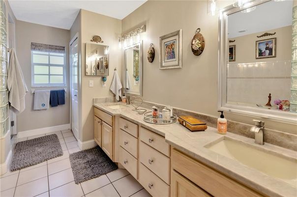Bathroom, Dual Sink Vanities, Interior, Tile Countertops