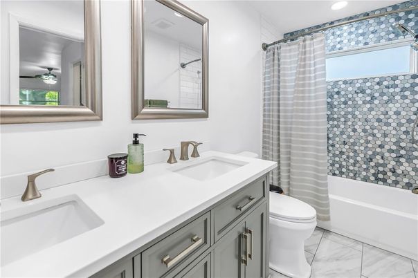 Bathroom, Dual Sink Vanities, Interior, Marble, Recessed Lighting