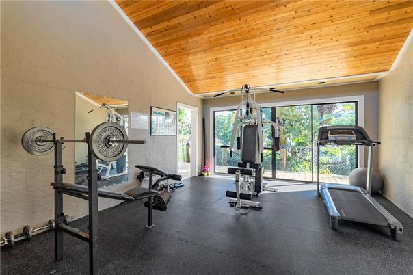 Fitness Equipment, Interior, Wooden Ceilings