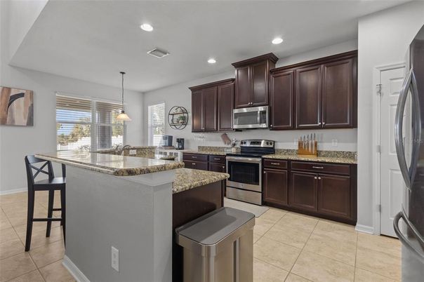 Interior, Kitchen, Pendant Lights, Recessed Lighting, Stainless Steel Appliances