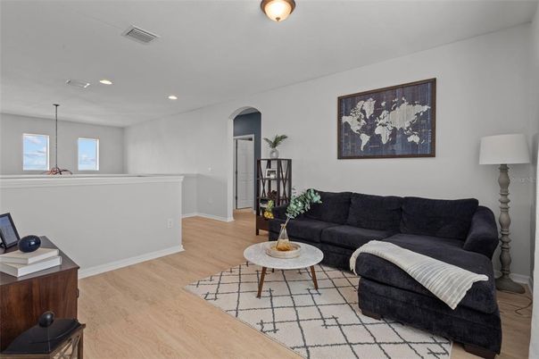Interior, Living room, Recessed Lighting, Wood Texture Flooring