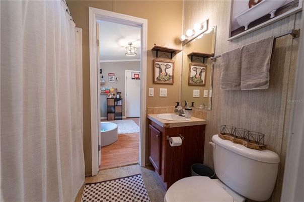 Bathroom, Dual Sink Vanities, Interior, Wood Texture Flooring