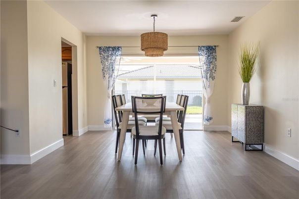 Chandelier, Dining room, Interior, Wood Texture Flooring