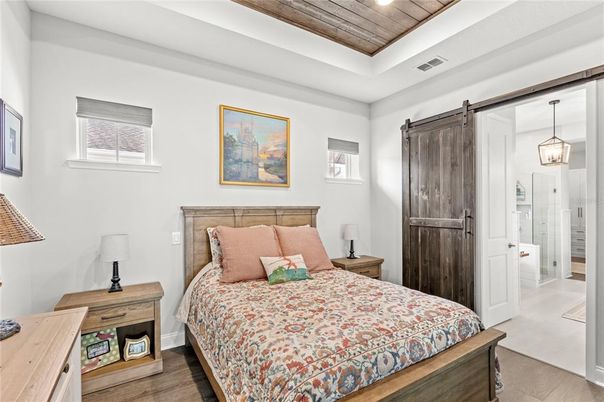 Bathroom, Bedroom, Interior, Pendant Lights, Wooden Ceilings, Wood Texture Flooring