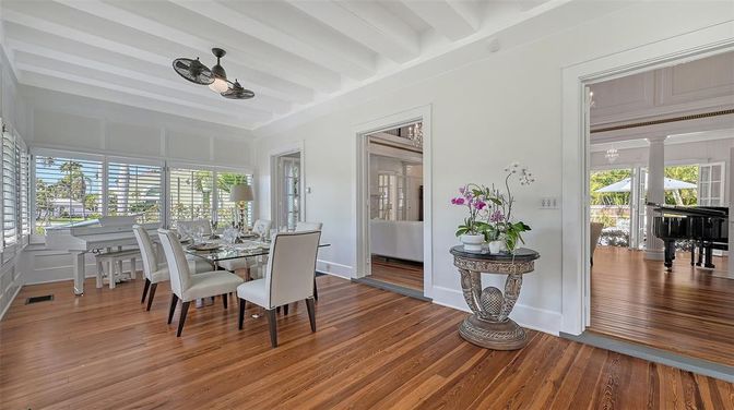 Dining room, Interior, Piano, Wood Texture Flooring