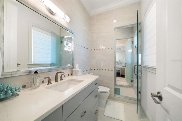 Bathroom, Dual Sink Vanities, Glass Shower, Interior, Recessed Lighting