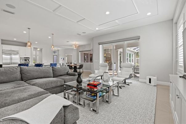 Dining room, Interior, Kitchen, Living room, Pendant Lights, Recessed Lighting, Stainless Steel Appliances