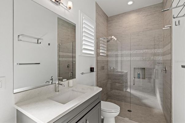Bathroom, Glass Shower, Interior, Recessed Lighting