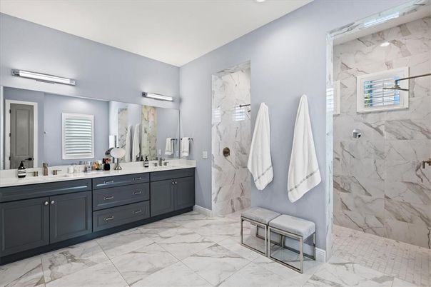 Bathroom, Dual Sink Vanities, Interior, Marble, Marble Walls